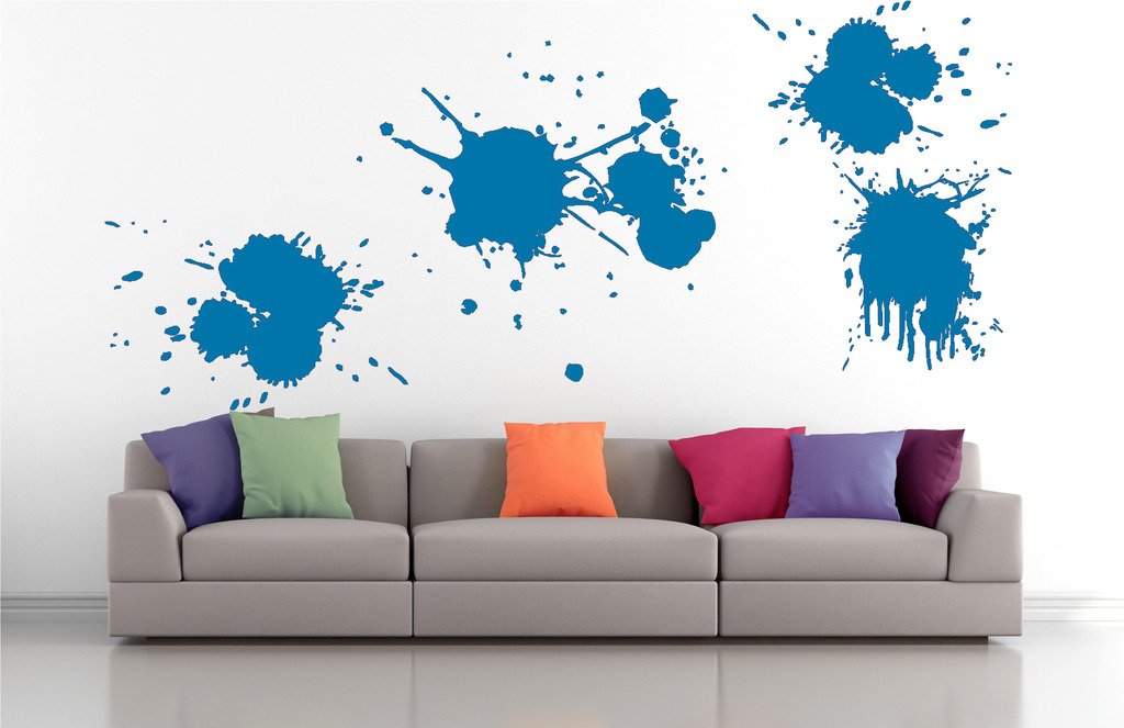 Picniva Paint Splashes Wall Decals, Blue, 10 in Height, DOTPR08A