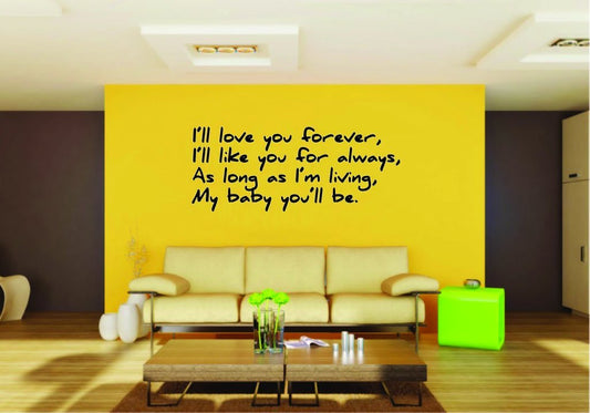 Picniva Love You Forever Quote Vinyl Wall Decal, Approx 22 x 8.94 in