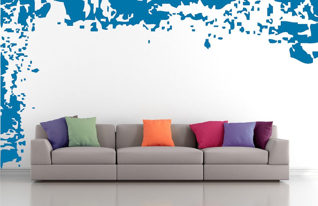 Picniva Grunge Borders Wall Decals, Blue, 10 in Height, DOTPR02A