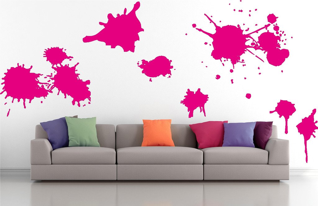Picniva Mixed Splatters Wall Decals, Pink, 10 in Height, DOTPR06A
