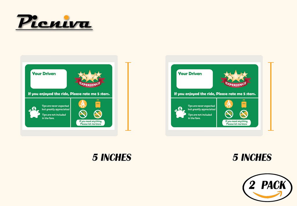 Picniva Please Rate Me Taxi Stickers, 5 in, Two Pack
