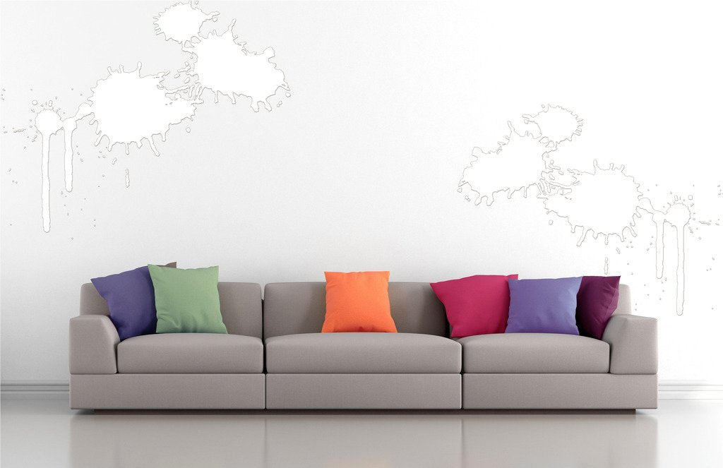 Picniva Paint Blots Wall Decals, White, 10 in Height, DOTPR05A