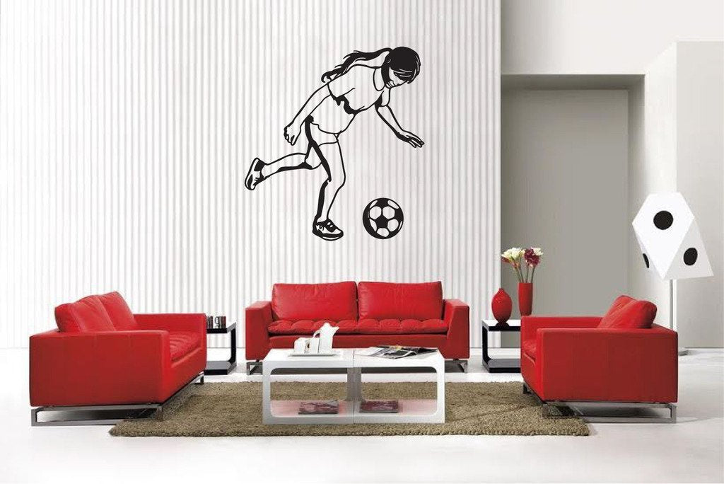 Picniva Soccer Girl Style 38 Removable Vinyl Wall Decal, 22 x 26.4 in
