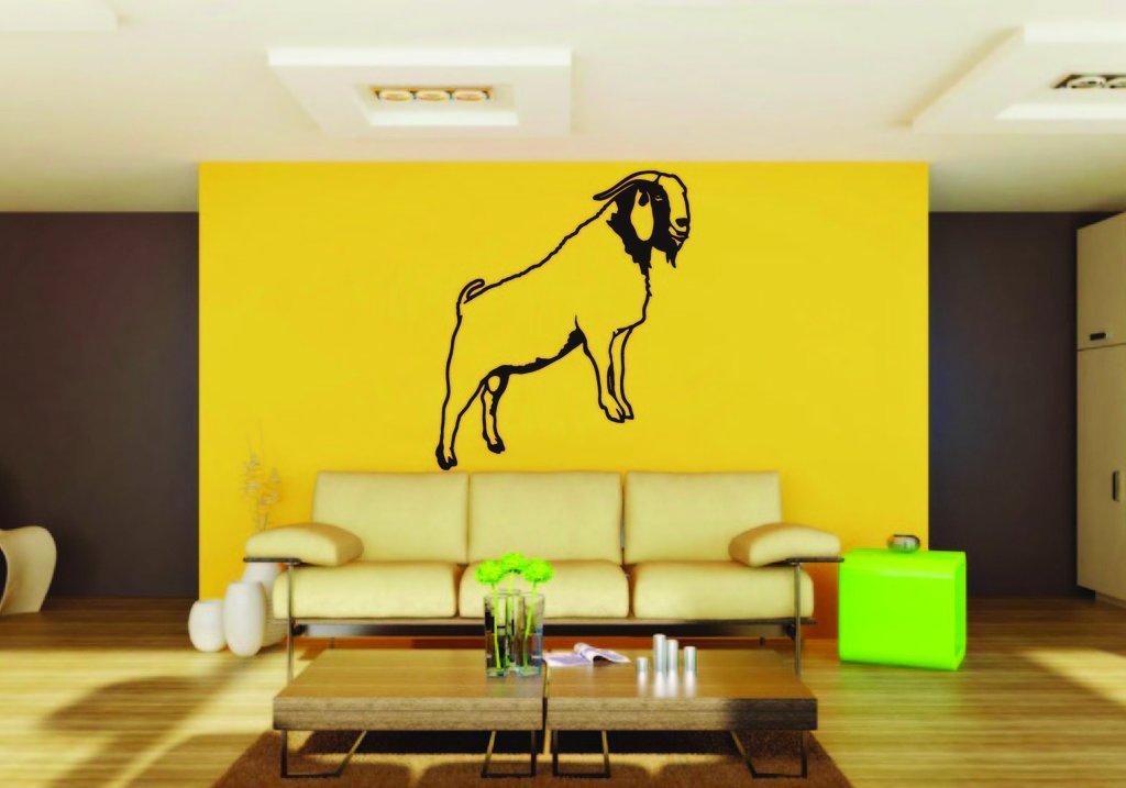 Picniva Boer Goat Sty9 Vinyl Wall Decal, Approx 22 x 26.4 in, Removable
