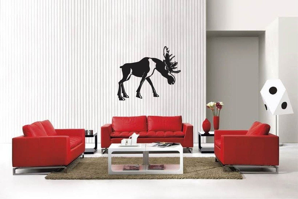 Picniva Matte Black Moose Style 9 Vinyl Wall Decal Wildlife Lodge Decor