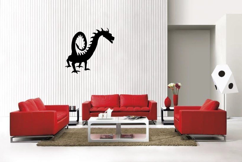 Picniva Orient Dragon Style 17 Vinyl Wall Decal, Matte Black, 22 x 20.34 in