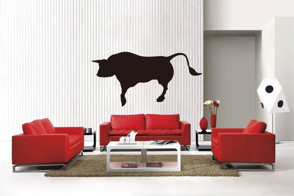 Picniva Matte Black Bull Style 4 Vinyl Wall Decal Farm Ranch Decor