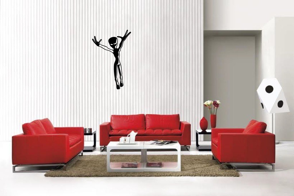 Picniva Matte Black Alien Style 9 Vinyl Wall Decal Fantasy Decor