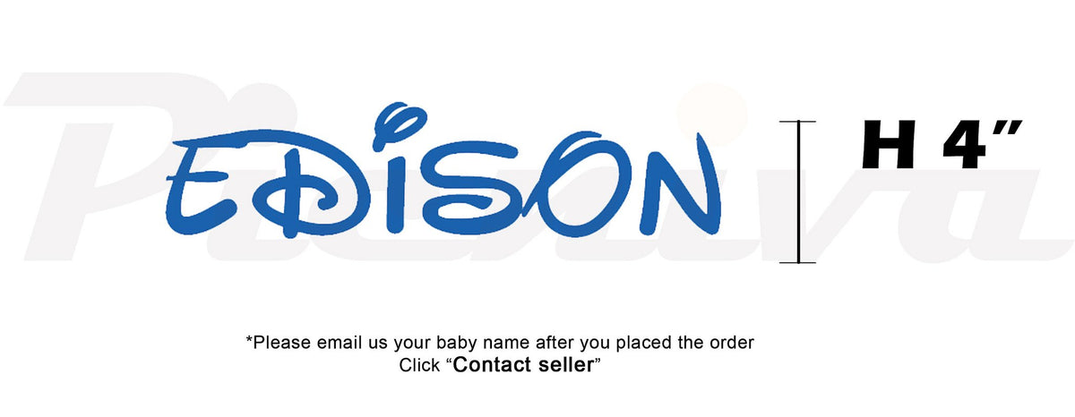 Picniva Custom Baby Name Wall Decal, Blue Butterfly, Font Two