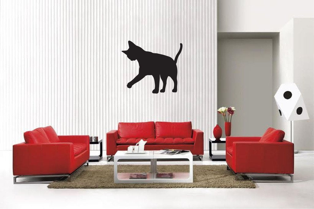 Picniva Matte Black Abyssinian Style 4 Vinyl Wall Decal Feline Decor