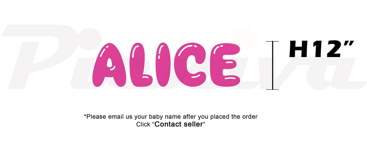 Picniva Custom Baby Name Wall Decal, Pink Butterfly, Font Three