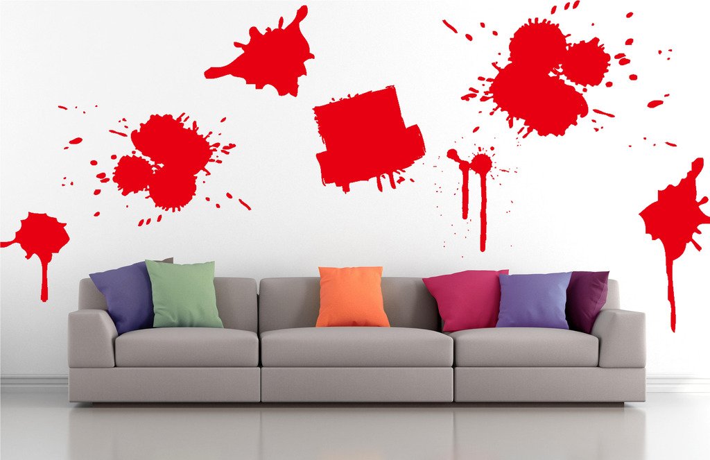 Picniva Drips Brushstroke Wall Decals, Red, 10 in Height, DOTPR13A