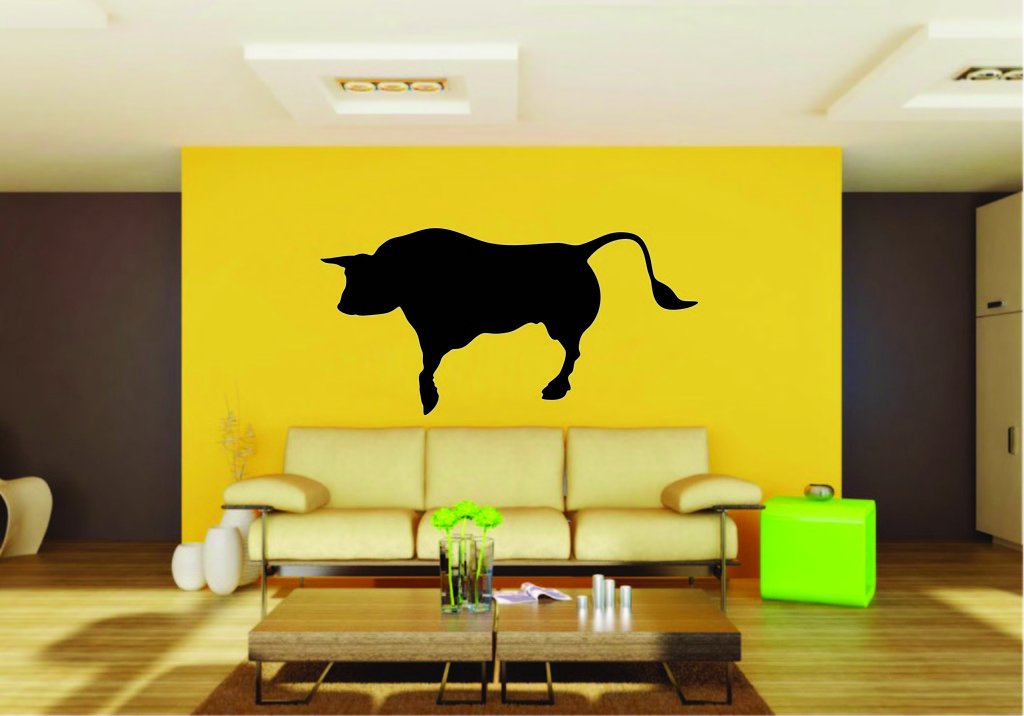 Picniva Bull Sty4 Vinyl Wall Decal, Approx 22 x 11 in, Removable