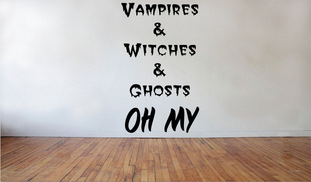 Picniva Halloween Vamps Witch Ghosts Removable Vinyl Wall Decal, 23 x 38 in