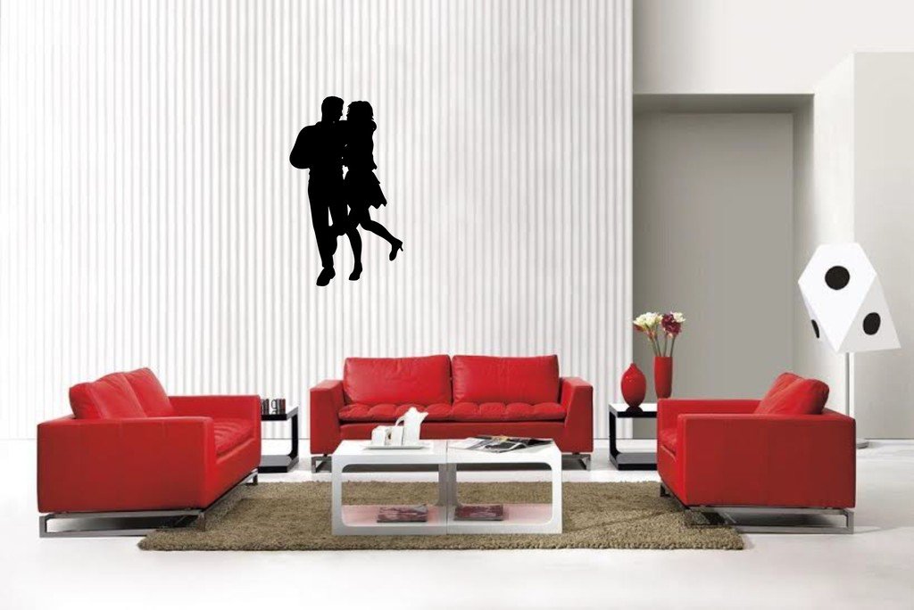 Picniva Matte Black Dancing Style 4 Vinyl Wall Decal Music Dance Decor