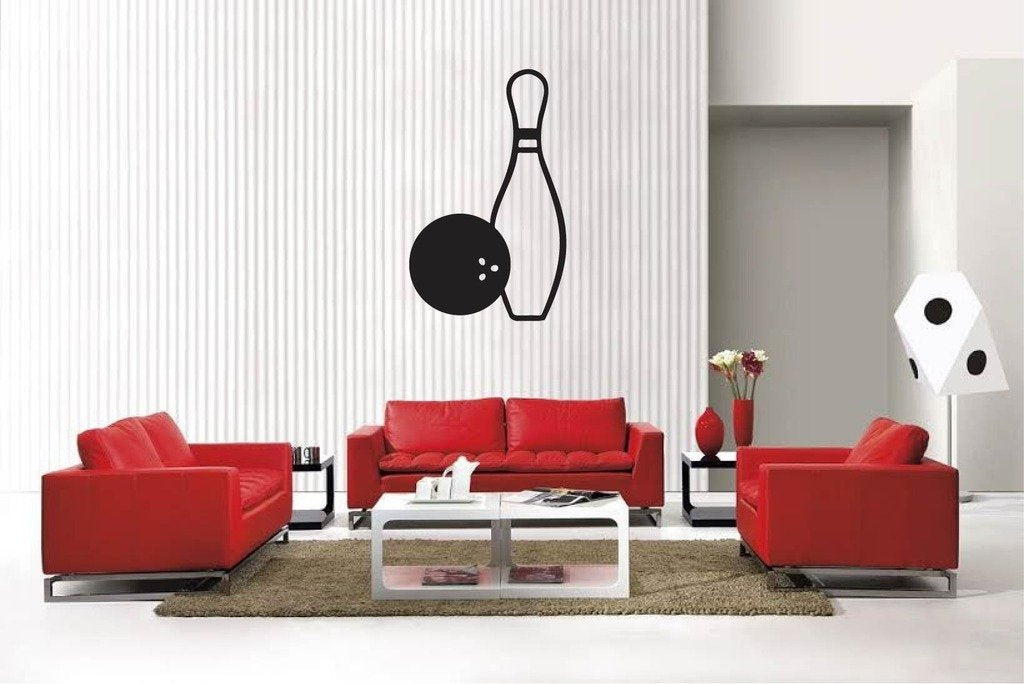 Picniva Matte Black Bowling Style 04 Vinyl Wall Decal Sports Decor