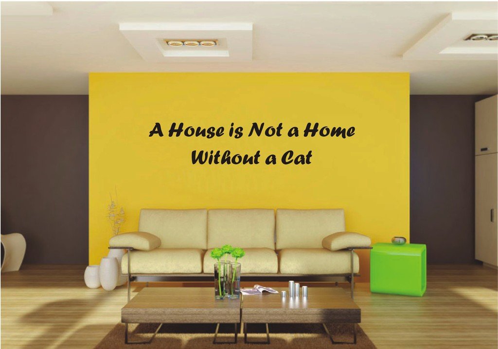 Picniva Home Without a Cat Quote Wall Decal, Approx 22 x 4.48 in, Lettering