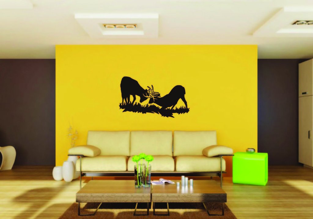 Picniva Deer Fight Style 2 Removable Vinyl Wall Decal