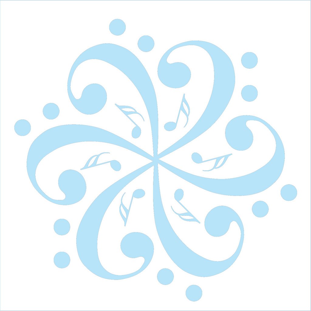 Picniva Six Bass Clefs Pinwheel Wall Decal for Musicians