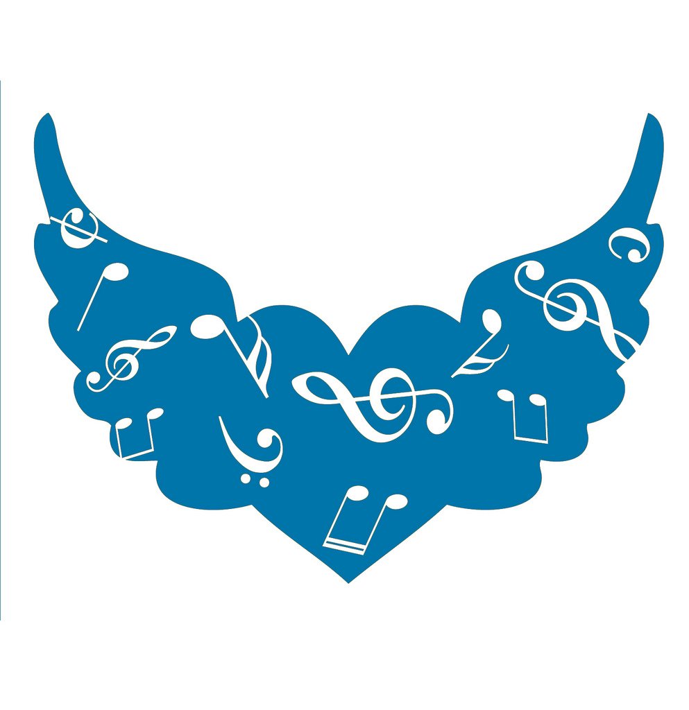 Picniva Angel Wings Heart Music Notes Wall Decal for Musicians