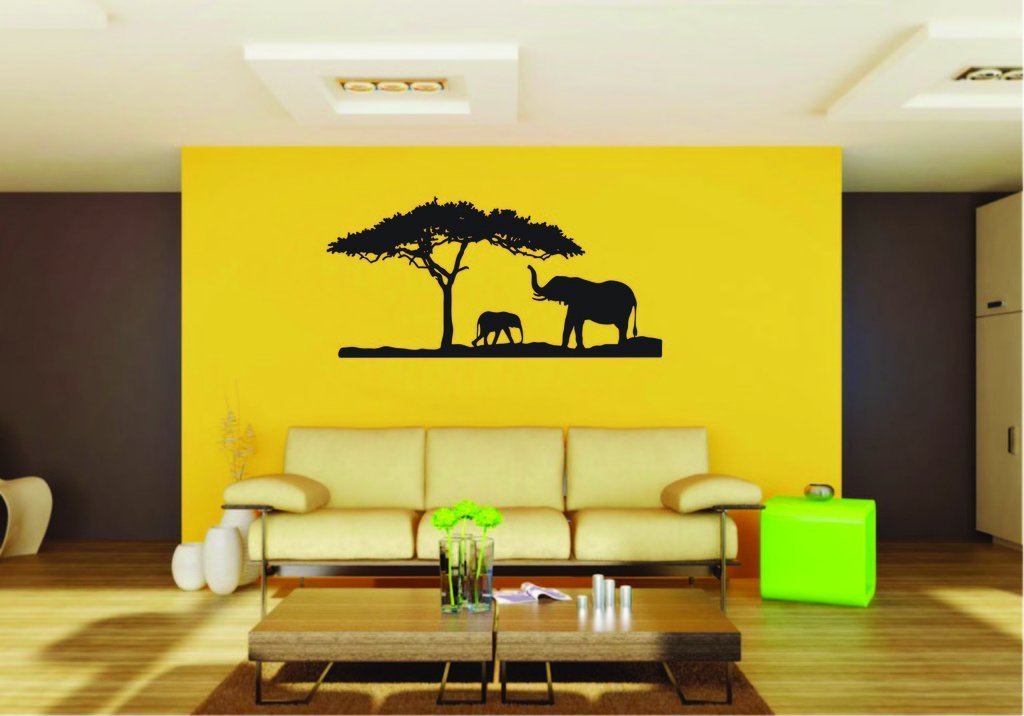 Picniva Elephant Sty1 Vinyl Wall Decal, Approx 22 x 11 in, Removable