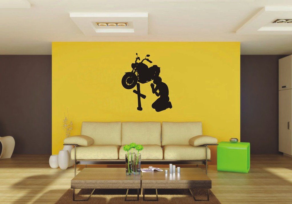 Picniva Motorcycle Sty9 Vinyl Wall Decal, Approx 22 x 25.58 in, Removable