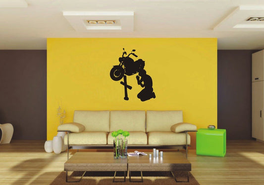 Picniva Motorcycle Sty9 Vinyl Wall Decal, Approx 22 x 25.58 in, Removable