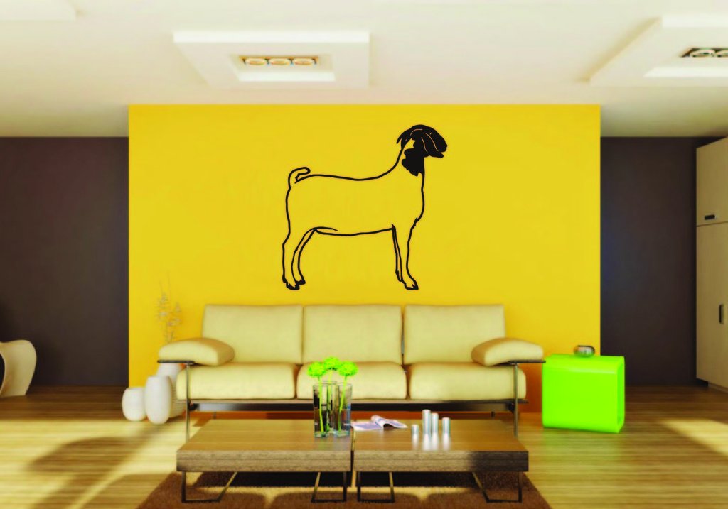 Picniva Boer Goat Sty4 Vinyl Wall Decal, Approx 22 in Square, Removable