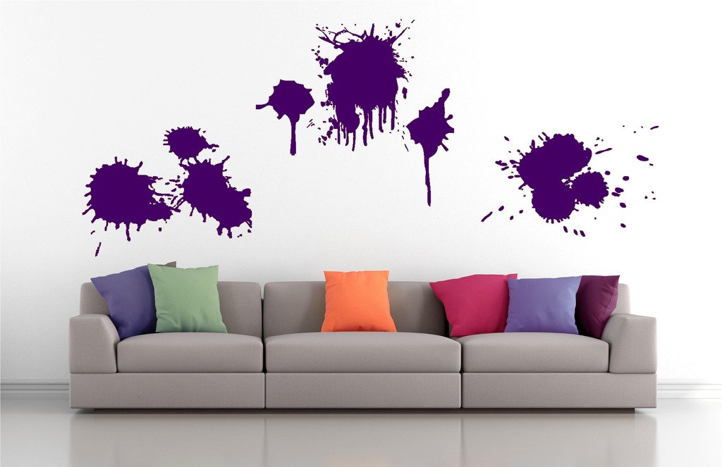 Picniva Ink Splatters Wall Decals, Purple, 10 in Height, DOTPR10A