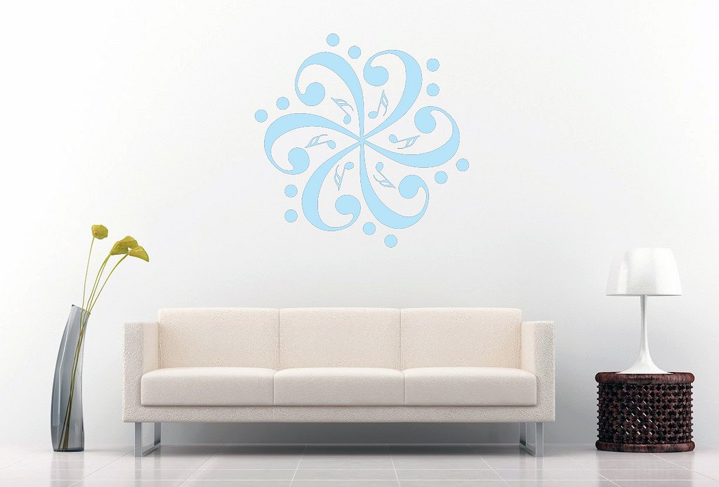 Picniva Six Bass Clefs Pinwheel Wall Decal, Sky Blue 10 in