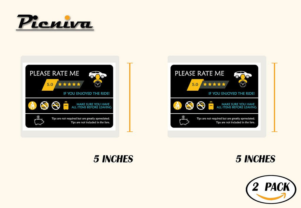 Picniva Please Rate Me Taxi Decal, 9 x 22 in