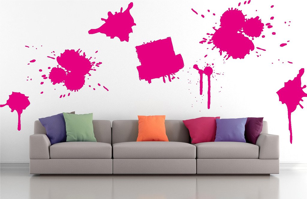Picniva Drips Brushstroke Wall Decals, Pink, 10 in Height, DOTPR13A