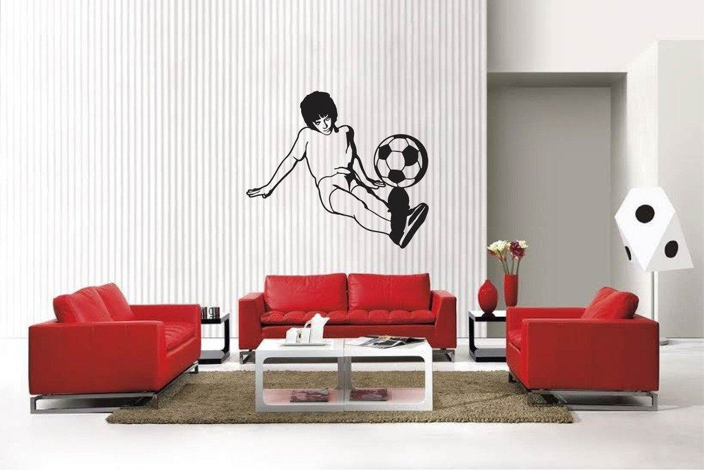 Picniva Matte Black Soccer Boy Style 23 Vinyl Wall Decal Sports Decor