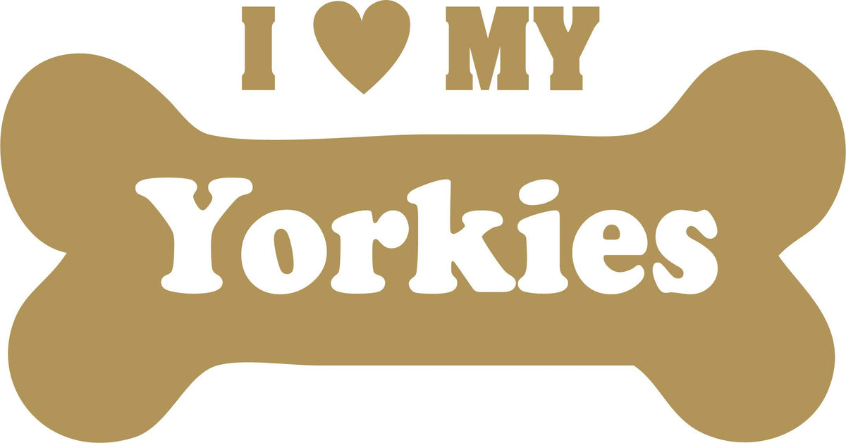 Decaltor I Love My Yorkies Vinyl Decal for Car Window Laptop, 5 in