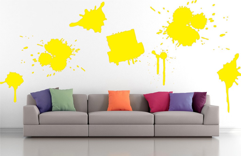 Picniva Drips Brushstroke Wall Decals, Yellow, 10 in Height, DOTPR13A