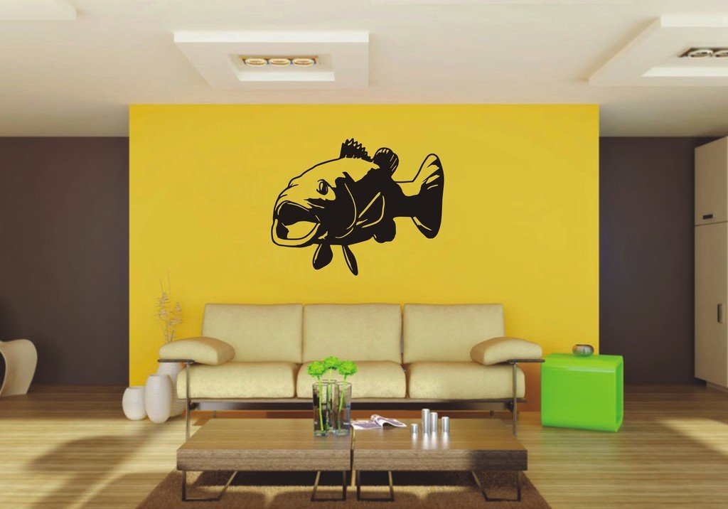 Picniva Bass Sty2 Vinyl Wall Decal, Approx 22 x 17.5 in, Removable
