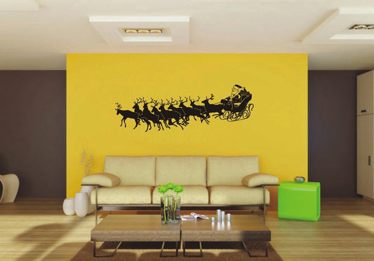 Picniva Reindeer Team Sty1 Vinyl Wall Decal, Approx 22 x 7.49 in, Removable