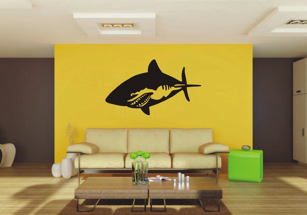 Picniva Shark Sty3 Vinyl Wall Decal, Approx 37.77 x 22 in, Removable