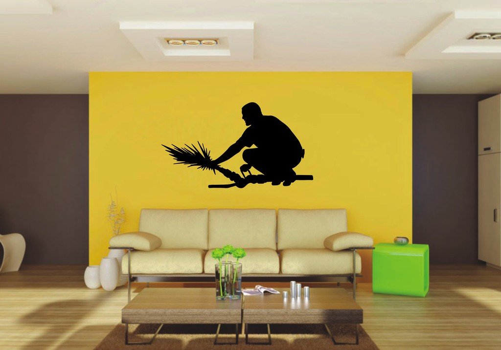 Picniva 22x12.45 Fireman Style 70 Vinyl Wall Decal Firefighter