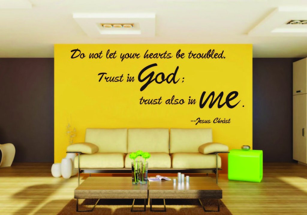 Picniva Jesus Christ do not let your hearts removable Vinyl Wall Decal Home Dicor God Scripture Bible Word