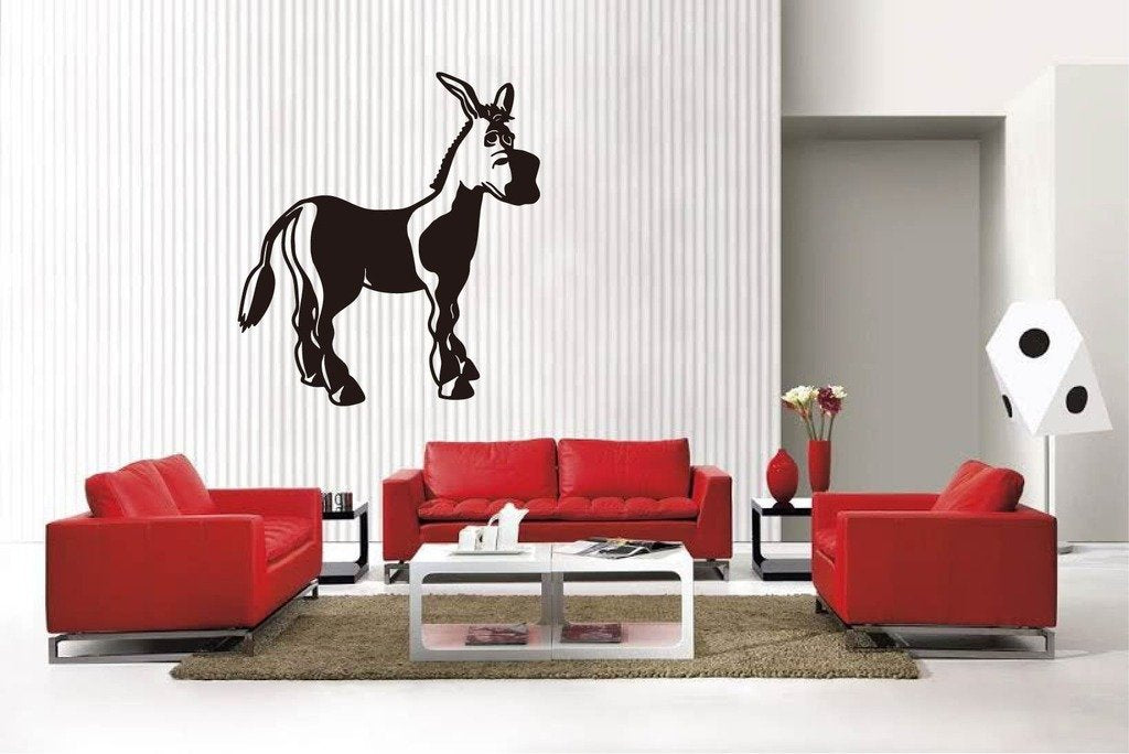 Picniva Donkey Style 6 Vinyl Wall Decal, Matte Black, 22 x 24.2 in