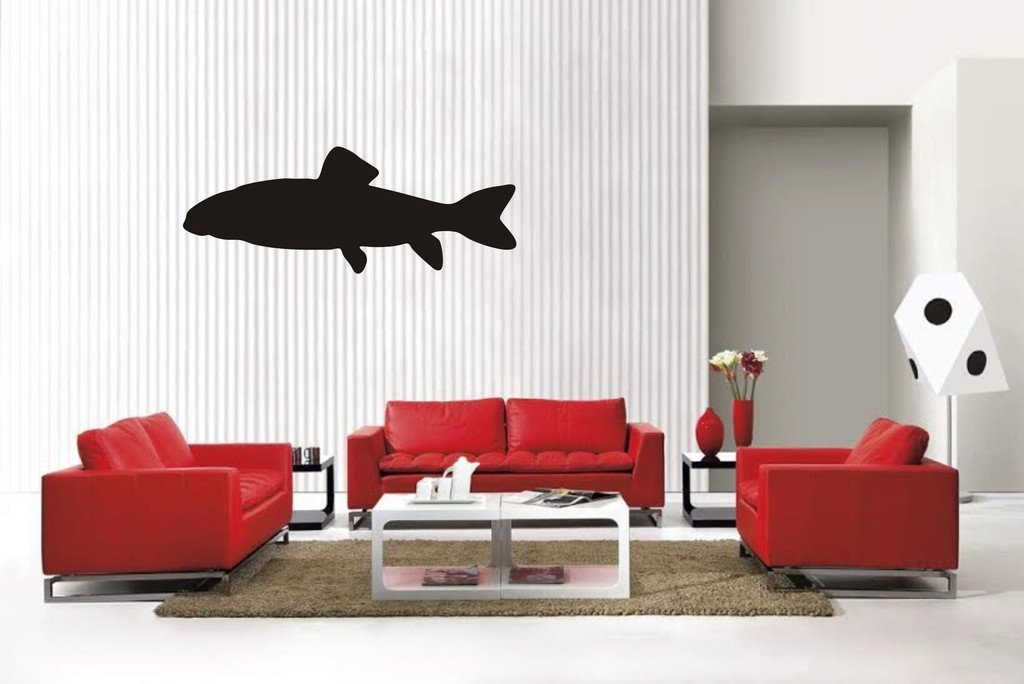 Picniva Fish Style 90 Vinyl Wall Decal, Matte Black, 22 x 8.39 in