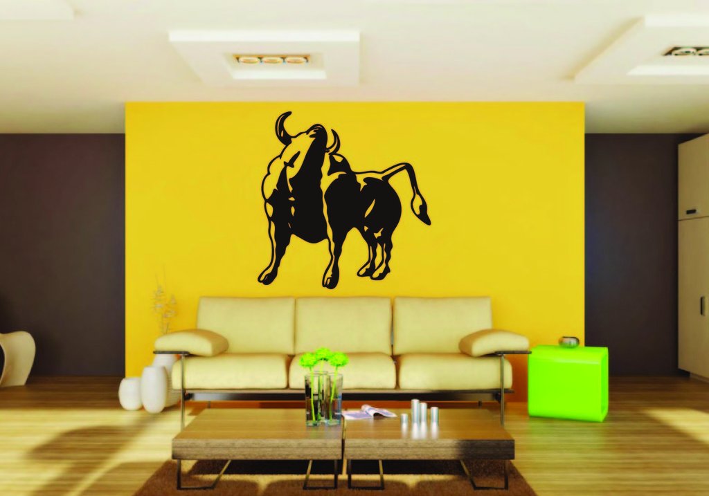 Picniva Bull Sty6 Vinyl Wall Decal, Approx 22 in Square, Removable