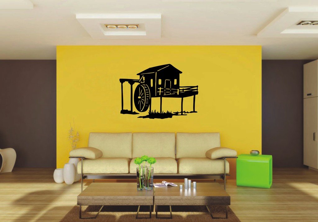 Picniva 22x15.36 waterwheel Vinyl Wall Decal Nature