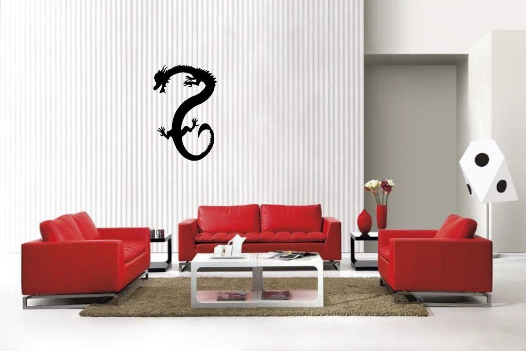 Picniva Matte Black East Dragon Style 9 Vinyl Wall Decal Fantasy Decor