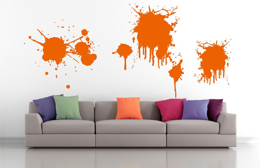 Picniva Dripping Splatters Wall Decals, Orange, 10 in Height, DOTPR07A