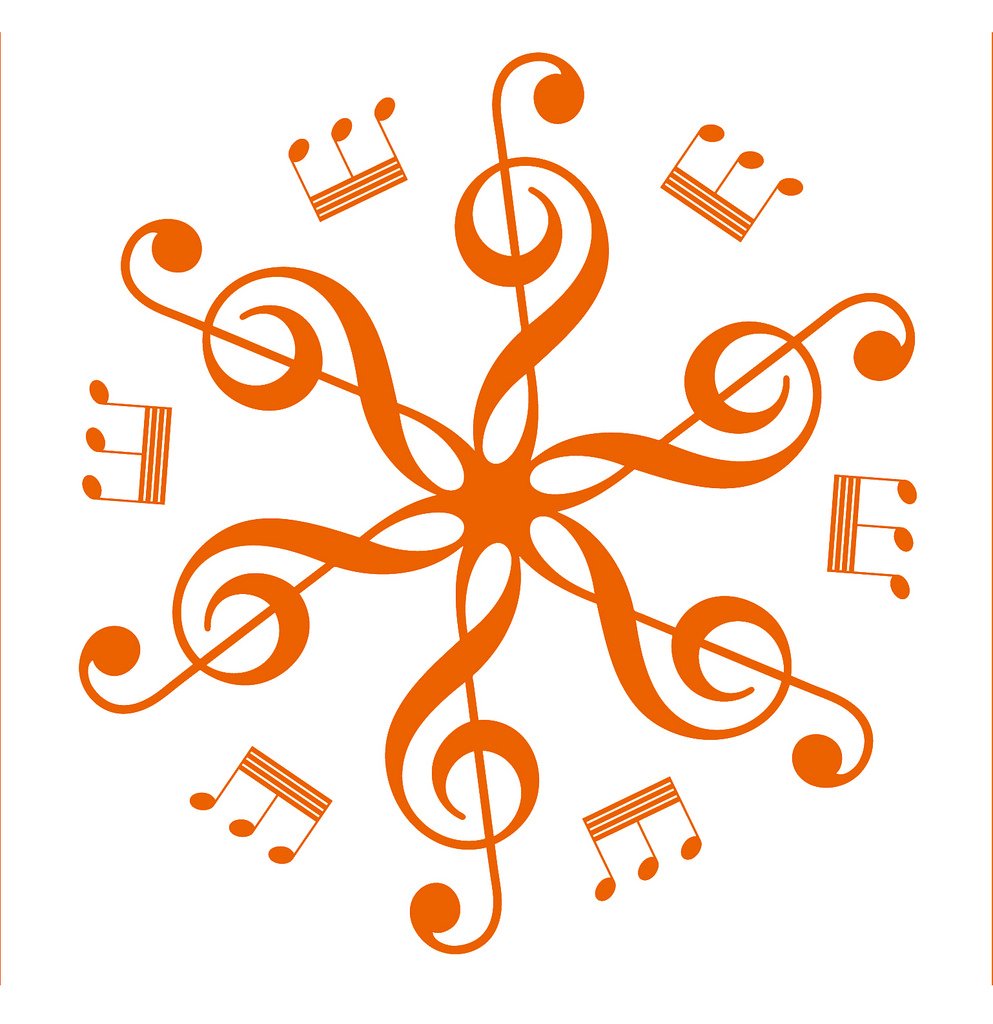Picniva Six Treble Clefs Rosette Wall Decal for Musicians