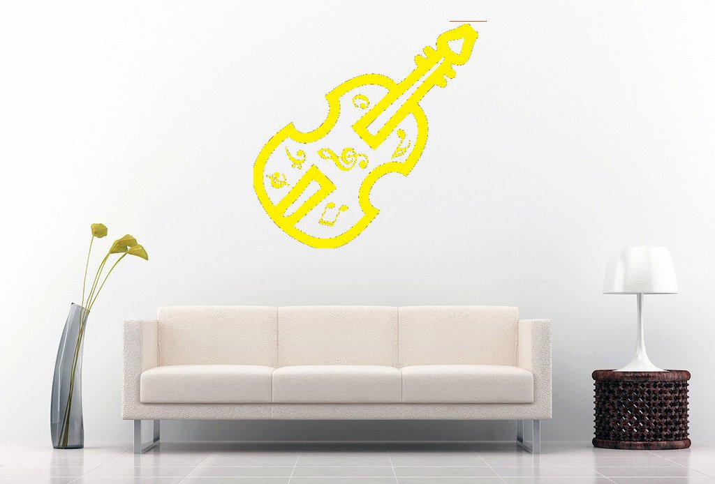 Picniva Violin Music Notes Wall Decal, Yellow 10 in