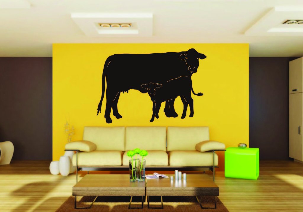 Picniva Cow Sty81 Vinyl Wall Decal, Approx 22 x 15.4 in, Removable
