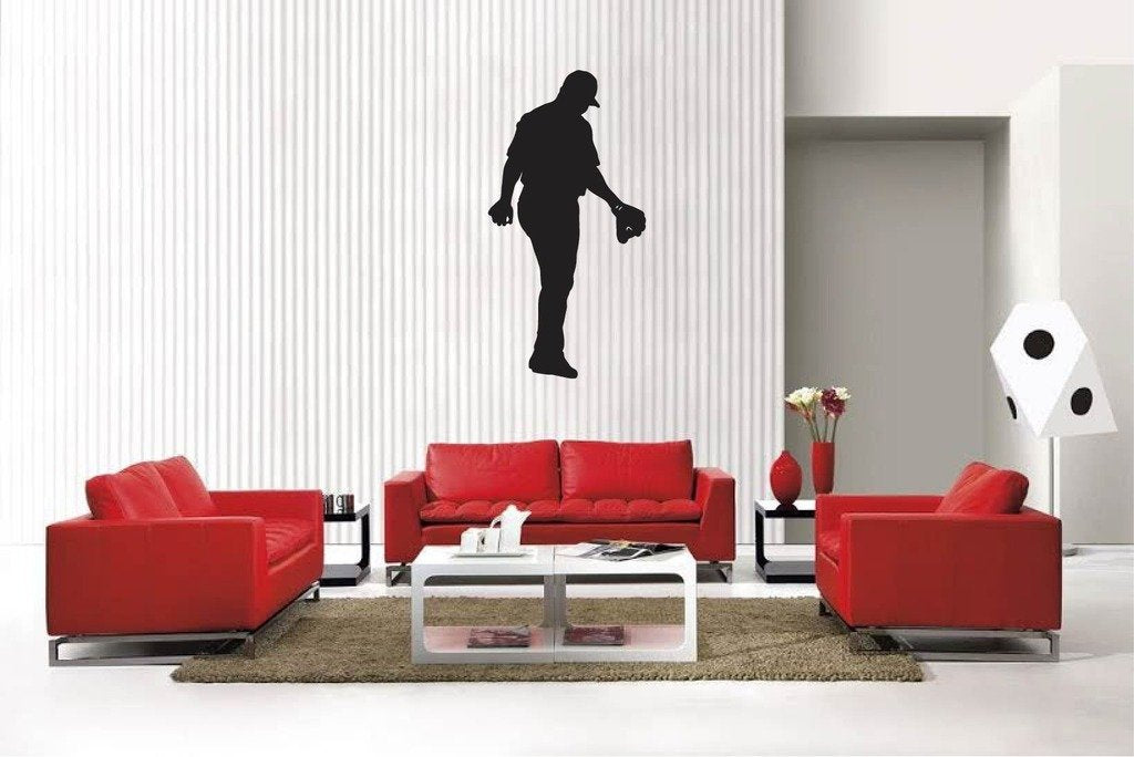 Picniva Matte Black Baseball Style 3 Vinyl Wall Decal Sports Decor